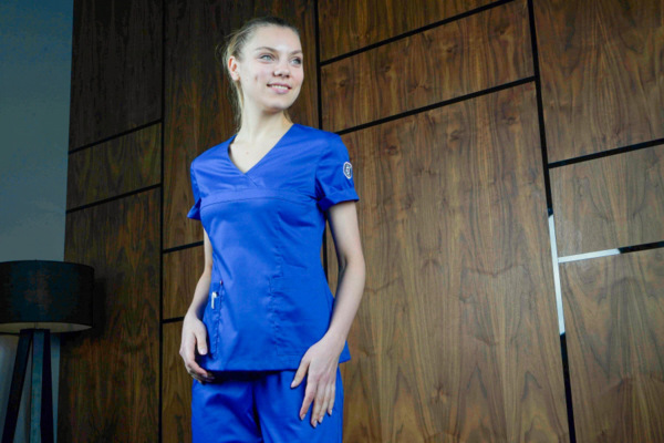 Блуза медицинская женская Доктор стиль «Aльфа», василек, 40 - фото 4
