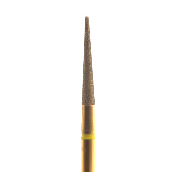 Бор алмазный G859, игловидный/пика, D=1.4 мм, L=9.0 мм, FG, желтый, 1 шт - фото 0