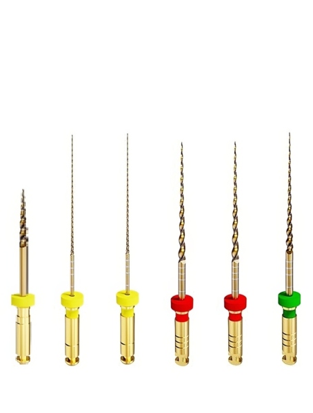 Файлы машинные Eurofile MG3 Gold (аналог Soco SC Pro), стерильный, для прохождения и очищения каналов, 25 мм, набор (17/.12, 19/.02, 20/.04, 25/.04, 25/.06, 35/.04), никель-титан, 6 шт - фото 0