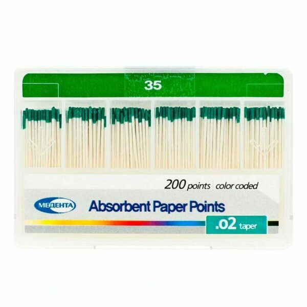 Штифты бумажные Meta Biomed Медента, абсорбирующие, с маркировкой длины, №35/.02, 200 шт - фото 0