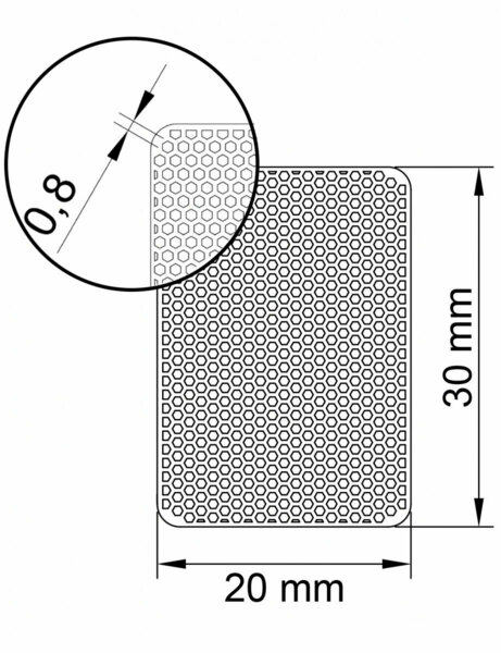 Пластина титановая EndoCarbon, перфорированная, 20х30 мм, D=0,8 мм, 1 шт - фото 1