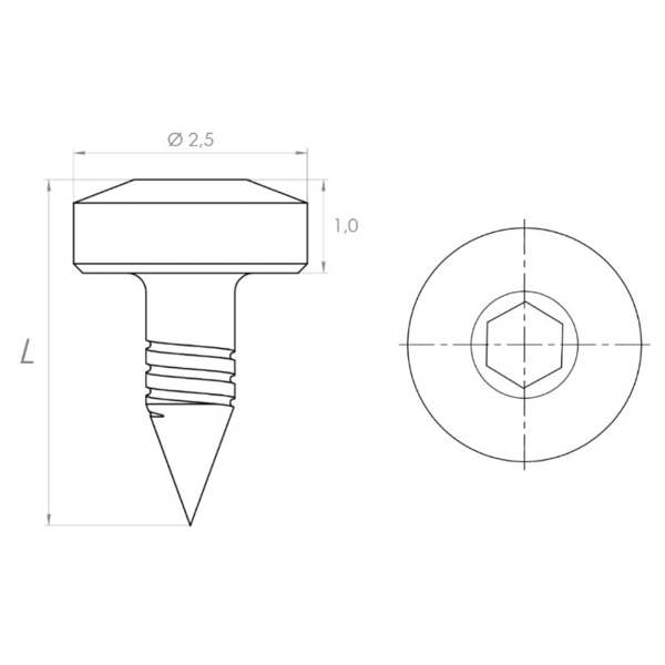 Пин гибридный EndoCarbon, для фиксации мембран, тип 2, L=4.7 мм, H=1.0 мм, D(шляпки/стержня)=2.5/0.9 мм, титан, 5 шт - фото 2
