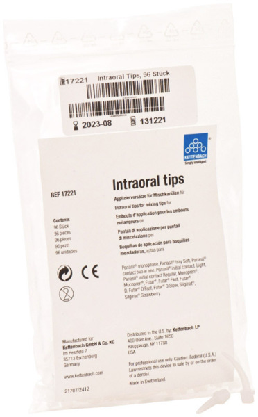 Канюли интраоральные Kettenbach Intraoral tips, прозрачные, D=1,0 мм, 96 шт, для смесительных канюль, зеленых, D=6,5 мм - фото 1