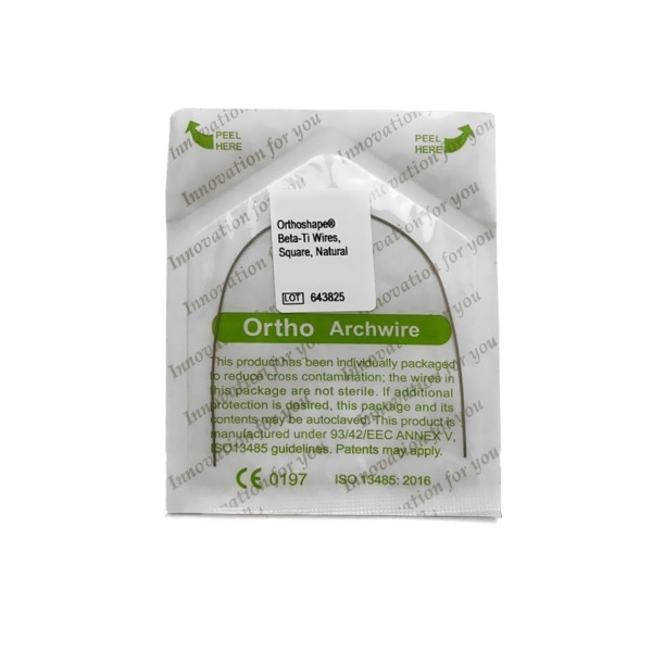 Дуга ортодонтическая IMD Beta-Ti, 017 х 025", сечение прямоугольное, форма Natural, верхняя челюсть, 1 шт - фото 1