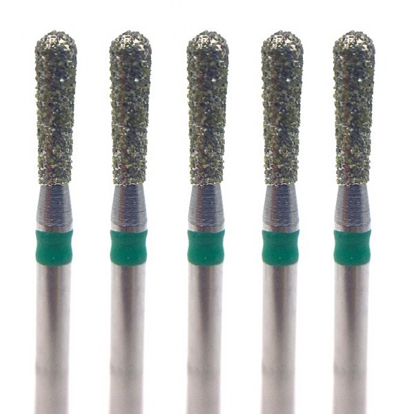 Бор алмазный 808R, груша, D=1.6 мм, L=5.0 мм, FG, зеленый, 5 шт - фото 0