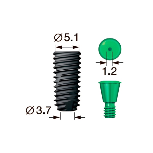 Имплантат OSSTEM TS III SA Standart, 6-гранник D=2.5, D=5.0 мм, L=4.0 мм, с адаптером и винт-заглушкой D=1.2 мм - фото 0