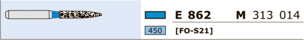 Бор алмазный Ecoline E 862, пламя, D=1.4 мм, FG S, синий, 1 шт - фото 2