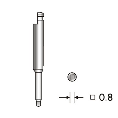 Отвертка под угловой наконечник, короткая (для винтов D=1.2 мм), L=17 мм, S=0.8 мм (шлиц-квадрат) - фото 1