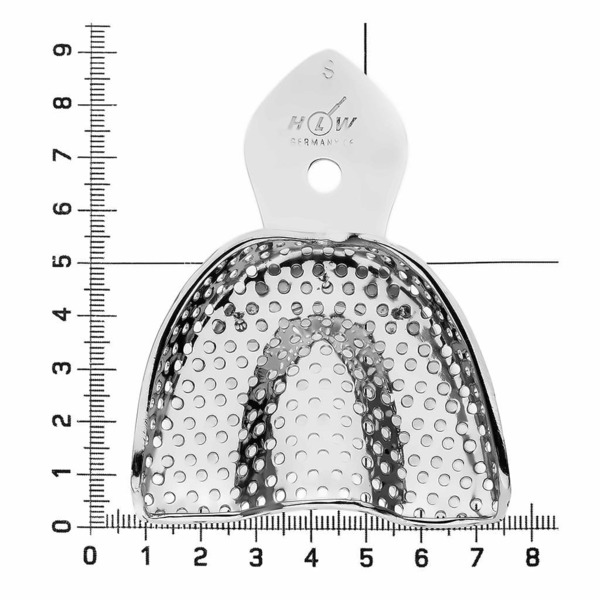 Ложка оттискная HLW, полная, перфорированная, верхняя челюсть, размер S, сталь, 1 шт - фото 1