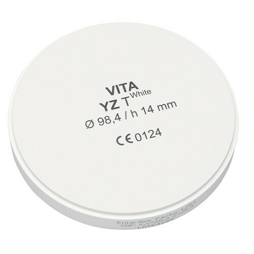 VITA YZ T White - транслюцентный цирконий (диоксид циркония), неокрашенный (белый), 98,4х14 мм - фото 0
