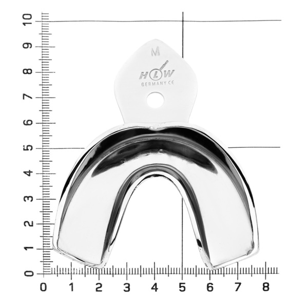 Ложка оттискная HLW, полная, без перфорации, верхняя челюсть, размер M, сталь, 1 шт - фото 1