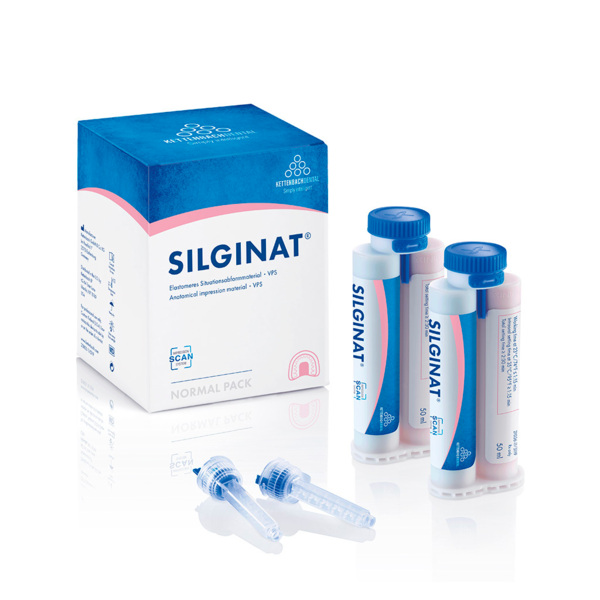 Silginat Normal pack - среднетекучий, аддитивный, эластомерный А-силикон, 6x50 мл + 6 смесителей