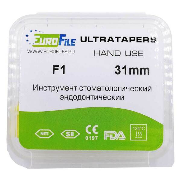 Файлы ручные Eurofile Ultratapers, для обработки корневого канала, 31 мм, №F1, никель-титан, 6 шт - фото 2