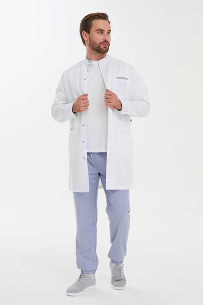 Халат мужской на кнопках Тезис TZ810, белый, 60 - фото 4