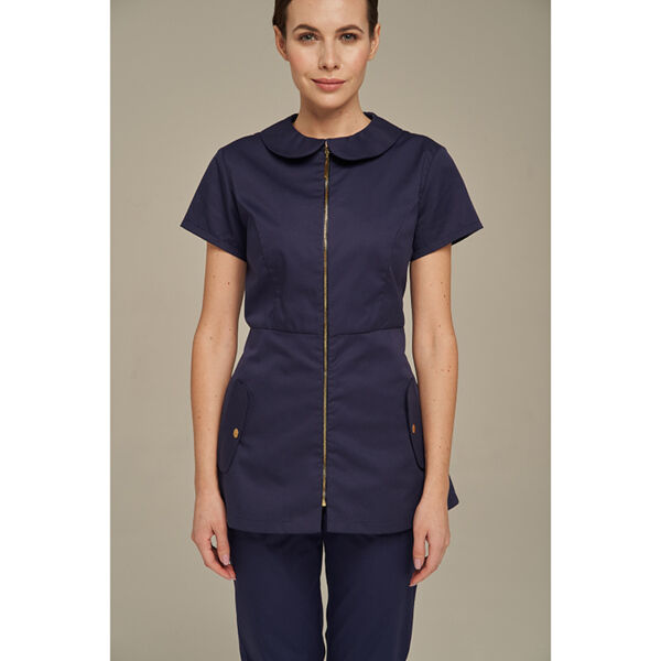 Туника женская Dr. Nice на молнии, с воротником, синий, 44 - фото 3