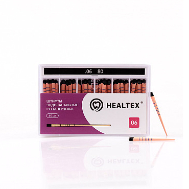 Штифты эндоканальные гуттаперчевые Healtex, с маркировкой длины, конусность 06, размер 80, 60 шт - фото 0