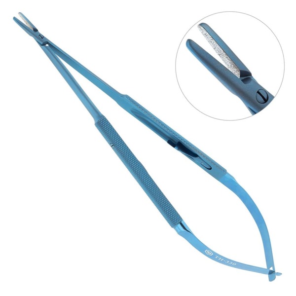 Иглодержатель микрохирургический, прямой, для иглы 5/0, 1,5 мм, длина 180 мм - фото 0