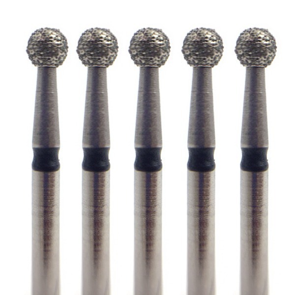 Бор алмазный 801SG, шаровидный, D=2.1 мм, FG, черный, 5 шт - фото 0