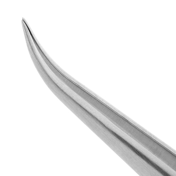 Пинцет хирургический Nopa Instruments, изогнутый, для удаления осколков, гладкие зубчики, с фиксатором, L=125 мм, сталь, 1 шт - фото 1