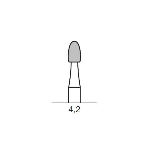 Бор твердосплавный CC 73 MX, почка, закругленный, D=2.3 мм, L=4.2 мм, HP - фото 1