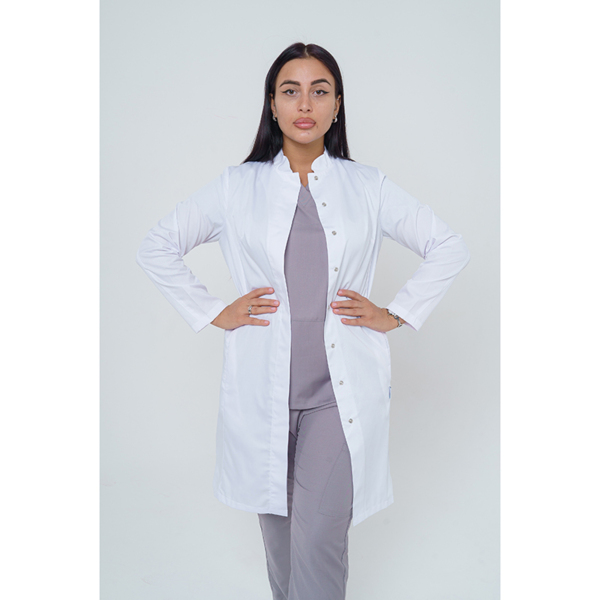 Халат женский 250, длинный рукав, белый, 46 - фото 1