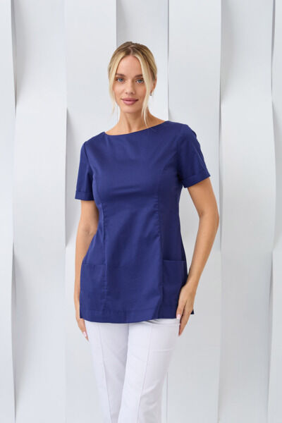 Туника женская Dr. Nice с молнией сзади, короткий рукав, синий, 48 - фото 2