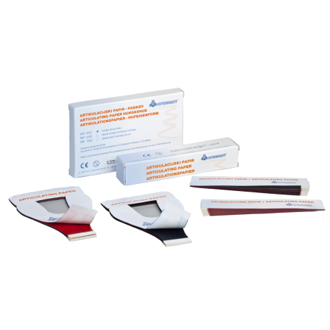 Артикуляционная бумага Interdent, в виде блокнота, красная 12 блоков по 10 листов - фото 0