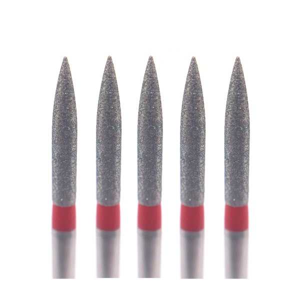 Бор алмазный Ecoline E 862 F, пламя, D=1.4 мм, FG, красный, 5 шт - фото 0