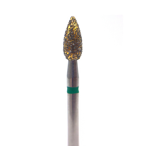 Бор алмазный 830QG, GOLD Line, почка, тонкий, D=2.3 мм, L=5.0 мм, FG, зеленый - фото 0