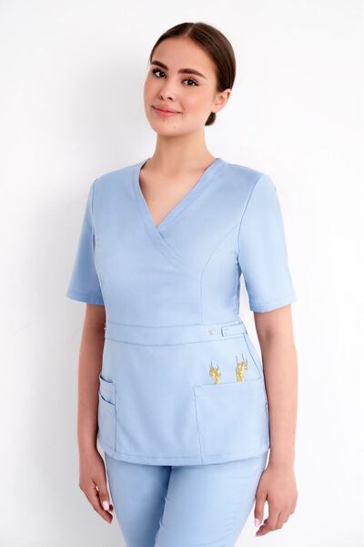 Туника женская Тезис TZ305 с принтом "Лапки", голубой, 44 - фото 0