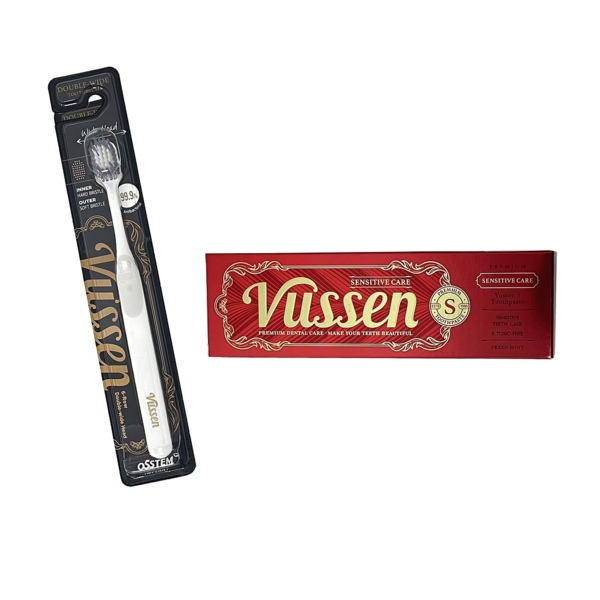 Комплект зубная паста Vussen S + щетка Vussen "Double-Wide", белая - фото 0