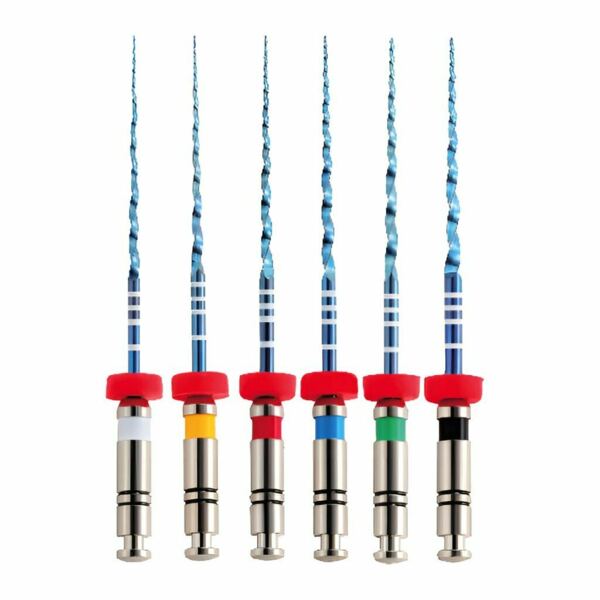 Файлы машинные Eurofile UltraFiles Blue Heat Activation, для искривленных каналов, 21 мм, набор №15-40/.04, никель-титан, 6 шт - фото 0