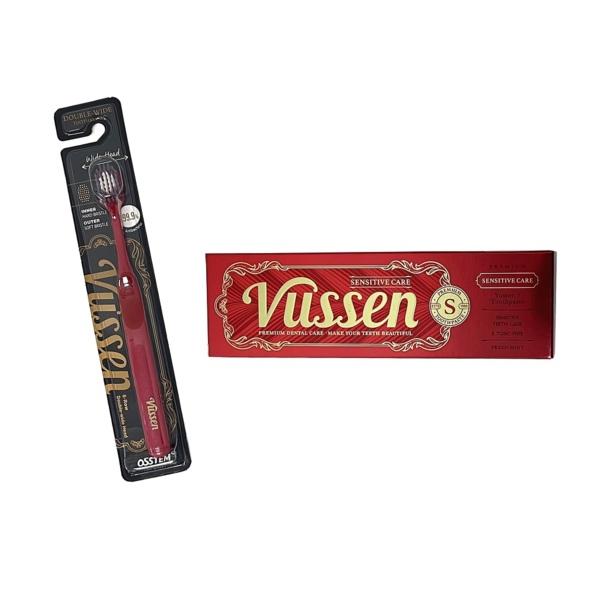 Комплект зубная паста Vussen S + щетка Vussen "Double-Wide", красная - фото 0