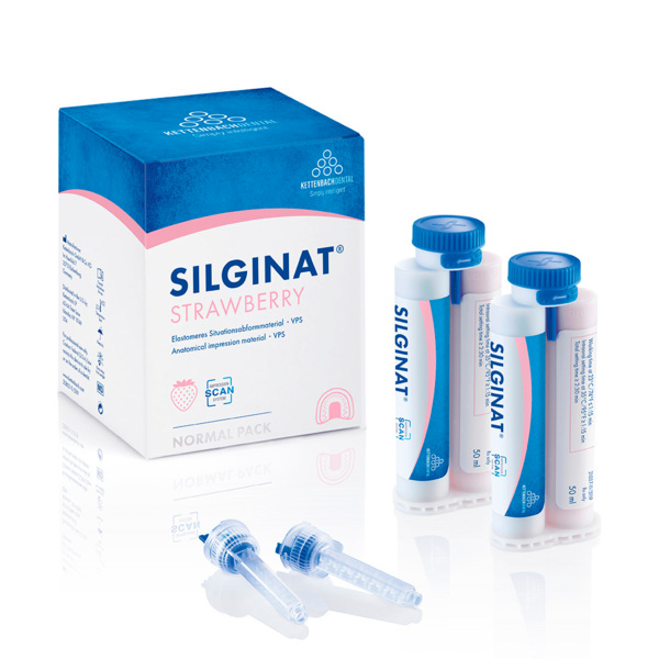 Silginat Strawberry - оттискная масса на основе А-силикона, 6x50 мл + 6 смесителей