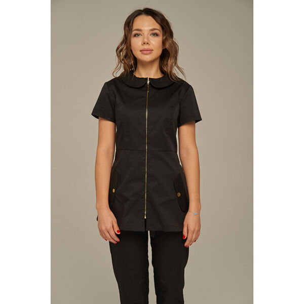 Туника женская Dr. Nice на молнии, с воротником, черный, 42 - фото 2