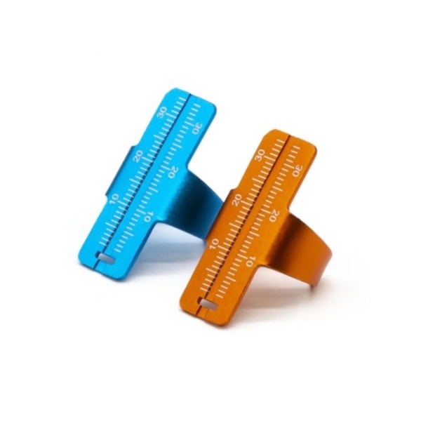 Линейка эндодонтическая Dentins, для измерения файлов и штифтов, на палец, металлическая, голубая, 1 шт - фото 2