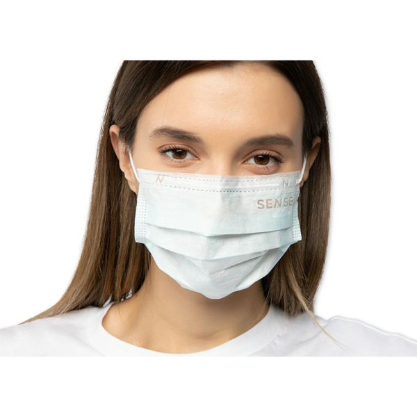 Маска SENSE Премиум, трехслойная, с носовым фиксатором, голубые, 50 шт - фото 3