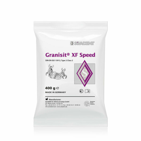 Granisit XF Speed - паковочный материал мелкого помола для изготовления бюгельных протезов, без графита, коробка 20 кг (112 х 180 г)