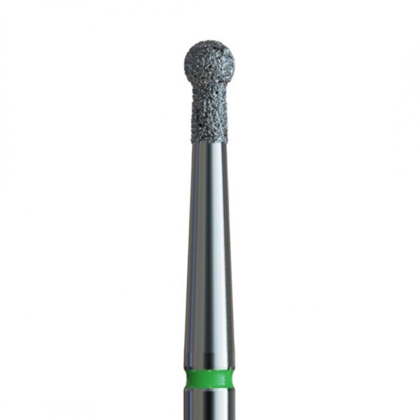 Бор алмазный 802G, шаровидный с воротником, D=1.4 мм, FG, зеленый - фото 0