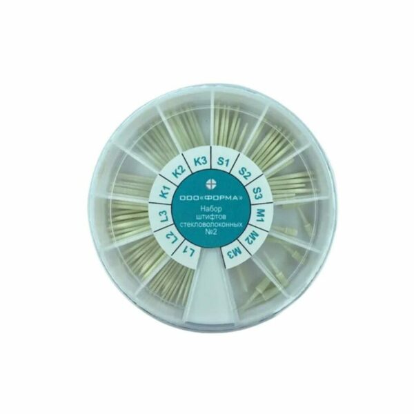 Набор стекловолоконных штифтов ассорти №2, 75 шт: ШВС L1, L2, L3 по 10 шт, ШВС К1, К2, К3/ШВС S1, S2, S3 по 6 шт, ШВС M1, M2, M3 по 3 шт - фото 0