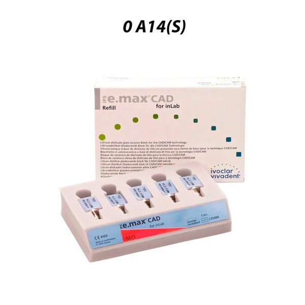 IPS e.max CAD CER/inLab MO - блоки из стеклокерамики, цвет 0 A14 (S), 5 шт - фото 0