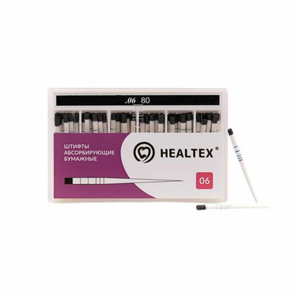 Штифты бумажные Healtex, абсорбирующие, с маркировкой длины, №80/.06, 100 шт - фото 0