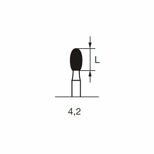 Бор алмазный TIN T 379, олива, D=2.3 мм, L=4.2 мм, FG, красный - фото 1