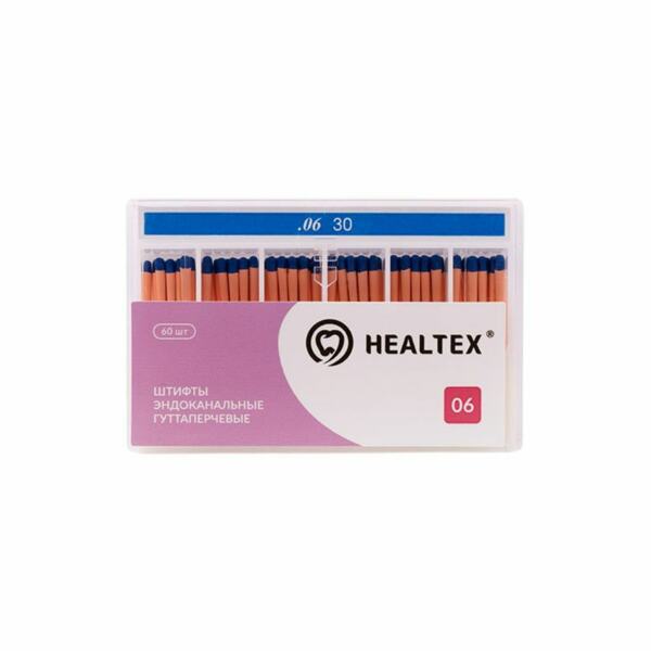 Штифты гуттаперчевые Healtex, для пломбирования корневых каналов, без маркировки длины, №30/.06, 60 шт - фото 0