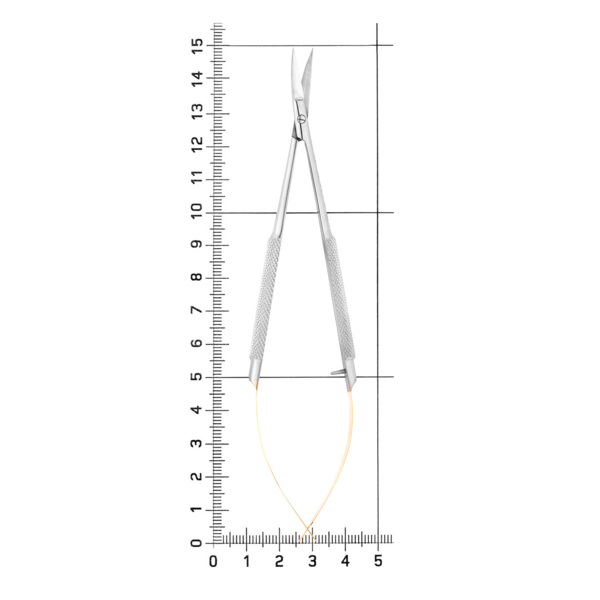 Ножницы микрохирургические Castroviejo-Gomel TC, изогнутые, карбит вольфрамовые вставки, 14 см - фото 4