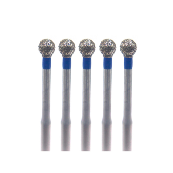 Бор алмазный Ecoline E 801L M, шаровидный удлиненный, D=2.1 мм, FG, синий, 5 шт - фото 0