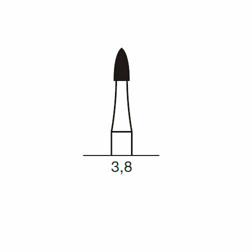 Финишный твердосплавный бор CF 46, пуля, D=1.8 мм, L=3.8 мм, FG, синий - фото 1