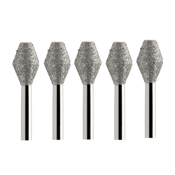 Бор алмазный 811, ромб, D=4 мм, L=6 мм, FG, желтый, 5 шт - фото 0