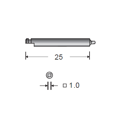 Отвертка под угловой наконечник, длинная (для винтов D=1.5 мм), L=25 мм, S=1.0 мм (шлиц-квадрат) - фото 1