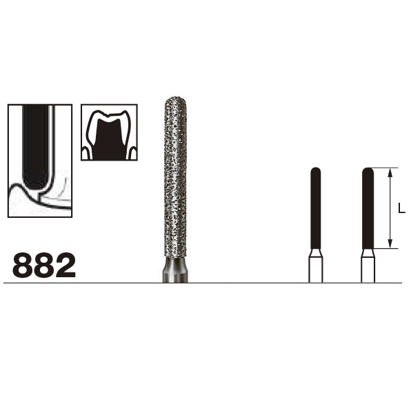 Бор алмазный 882, цилиндр закругленный, D=1.2 мм, L=10.0 мм, FG, синий - фото 5